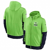 Men's Seattle Seahawks New 2020 Nike Green Black Fan Gear Mascot Performance Full Zip Hoodie,baseball caps,new era cap wholesale,wholesale hats